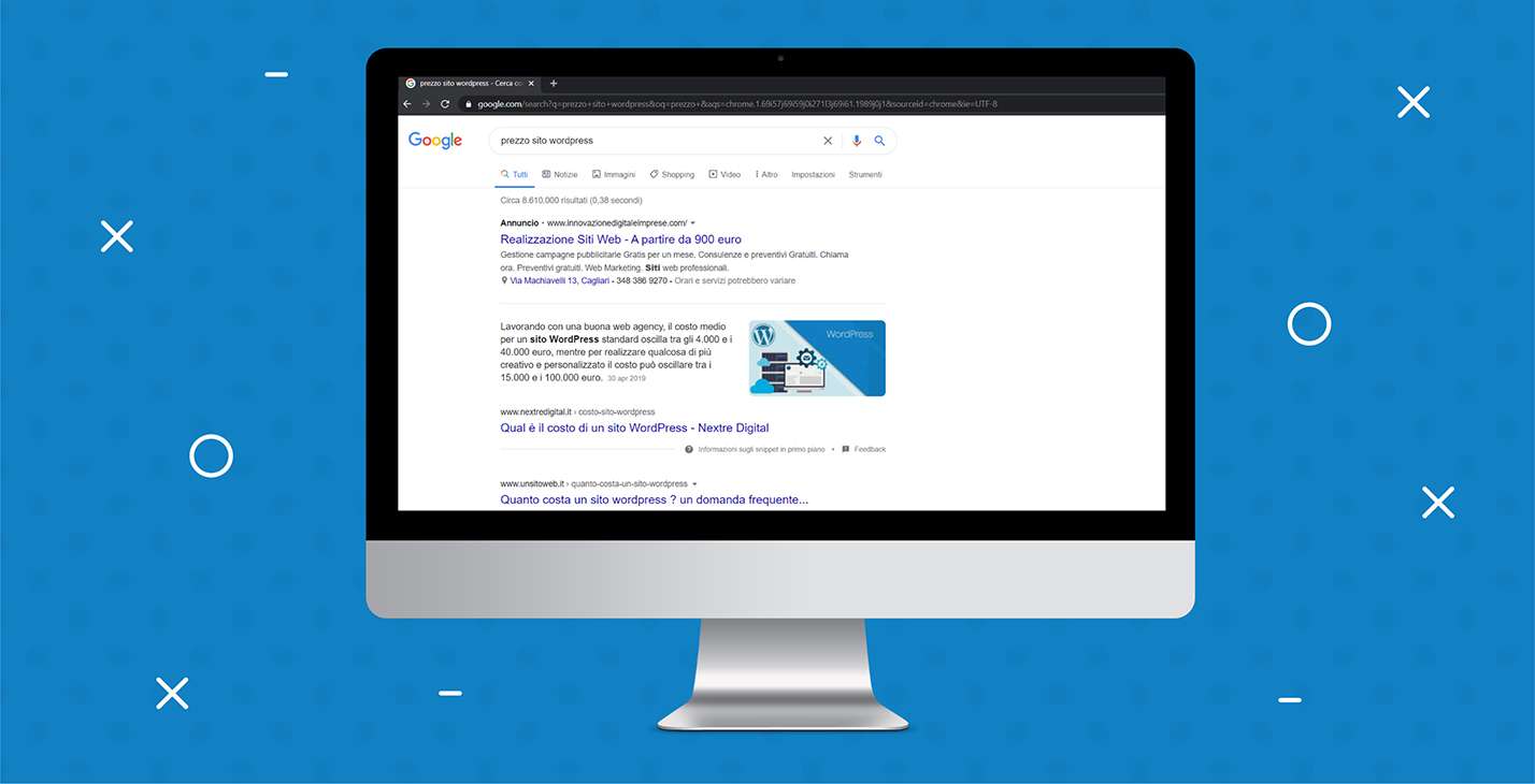 sito ben posizionato grazie ad una keyword pertinente
